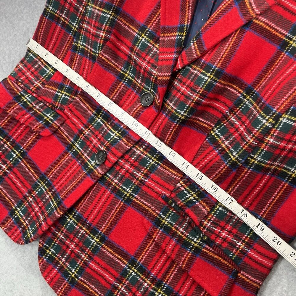 Talbots Red Tartan Plaid Blazer 16 Christmas Holiday Wool Blend Work Classic - Picture 15 of 16